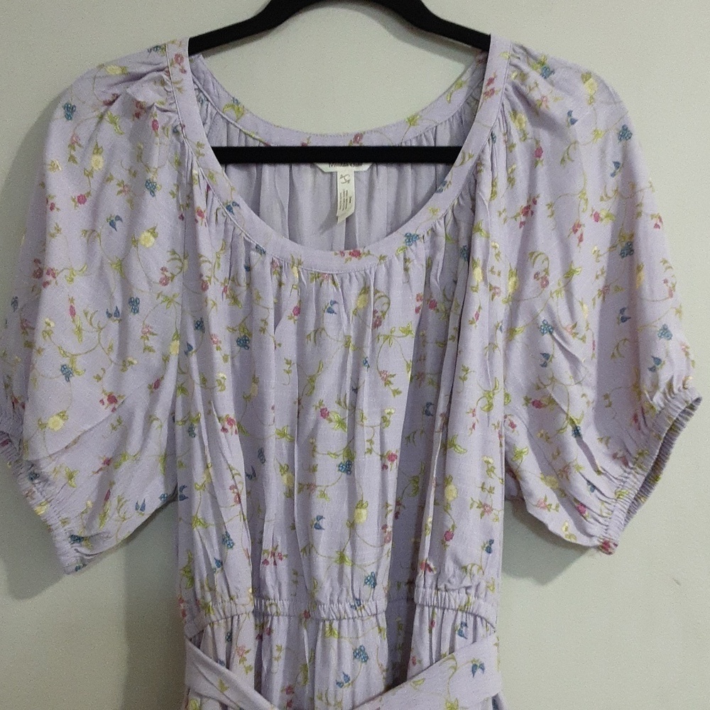 Matilda James maxi dress women L tiered floral waist belted cottage-core casual - Picture 2 of 9